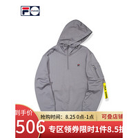 FILA 斐乐官方 男子连帽卫衣 2020夏秋同款印花基础时尚长袖男装 瓦灰-GY 175/96A/L