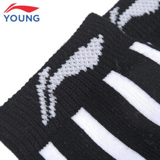 李宁童装儿童运动袜低跟袜子男女大童条纹拼色设计简约时尚袜子YWSQ068-1黑白条纹XL