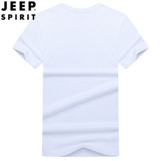 吉普 JEEP透气印花潮百搭体恤衫2020夏季圆领休闲上衣 TX1289357 白色 4XL