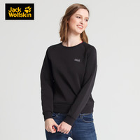 Jack Wolfskin狼爪官方女装春季新款户外舒适休闲透气时尚印花设计圆领套头卫衣5719041 5719041-6000/黑色 XS 160/84A