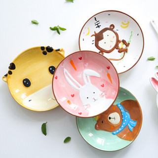 川岛屋 可爱动物创意陶瓷儿童餐具宝宝碗吃饭碗卡通碗盘子早餐盘 长颈鹿杯子