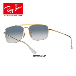 RayBan雷朋太阳镜上校款男士方形双梁渐变色墨镜0RB3560可定制 001/3F 金色镜框蓝色渐变镜片 【定制单拍不发，镜片需另拍】尺寸61