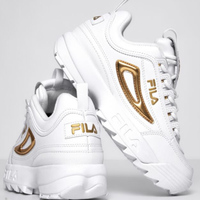 FILA/斐乐 Disruptor 2 Metallic Accent厚底休闲小白鞋 141白金配色 39码