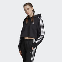 ADidas阿迪达斯女款外套连帽休闲卫衣超短款上衣ED7554 Black XL