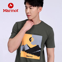 Marmot/土拨鼠20春夏运动圆领时尚弹力棉感短袖T恤男户外 43483 鳄鱼绿4764 S 欧码偏大