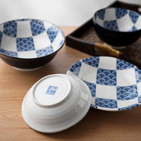 美浓烧 日式复古陶瓷家用圆形单个防烫防滑米饭碗甜品碗餐具组合 6.5英寸小盘