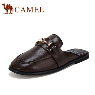 骆驼（CAMEL） 女鞋 休闲慵懒金属色马衔扣穆勒半拖鞋 A03893689 深咖啡 37