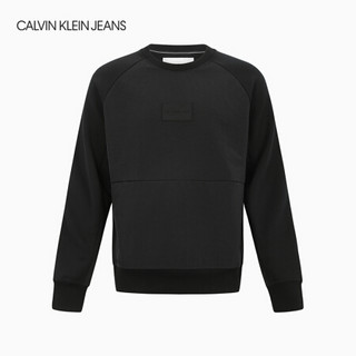 CK JEANS 2020秋冬新款 男装大身拼接LOGO牌长袖卫衣 J316512 BEH-黑色 S