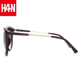 汉（HAN）太阳镜女款大框潮人墨镜 59112 棕框灰片