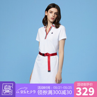 【20新品】乐卡克法国公鸡三色条纹领口休闲连衣裙女 白色 S