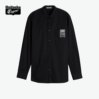 Onitsuka Tiger鬼塚虎翻领长袖衬衫男女2183A542-101 黑色 L