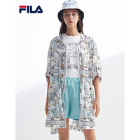 FILA（斐乐）官方女子梭织连帽外套2020夏季新款长款运动外套皮肤衣女 满印-PU 170/88A/L