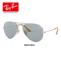 RayBan 雷朋太阳镜墨镜飞行员系列水洗镜男女款蛤蟆镜0RB3025可定制 9065I5 银色镜框蓝色镜片 尺寸55