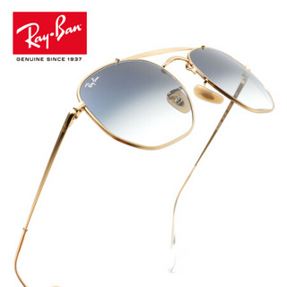 RayBan 雷朋太阳镜男女款将帅款渐变镜片时尚大方0RB3648可定制 001/3F金色镜框浅蓝色渐变镜片 尺寸51