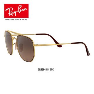 RayBan雷朋太阳镜男女款金属双梁方形潮流渐变墨镜0RB3648可定制 910443雪茄色镜框棕色渐变灰色镜片 【定制单拍不发，镜片需另拍】尺寸54