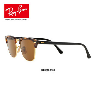 RayBan 雷朋太阳眼镜男女半框派对达人复古潮流时尚0RB3016墨镜 1160 玳瑁色框棕色镜片 【定制单拍不发，镜片需另拍】尺寸51