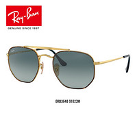 RayBan雷朋太阳镜男女款金属双梁方形潮流渐变墨镜0RB3648可定制 91023M雪茄色镜框蓝色渐变灰色镜片 【定制单拍不发，镜片需另拍】尺寸51