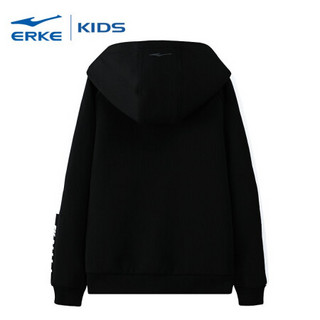 鸿星尔克官方旗舰（ERKE）上新童装儿童运动上衣休闲外套男童开衫卫衣 正黑 150