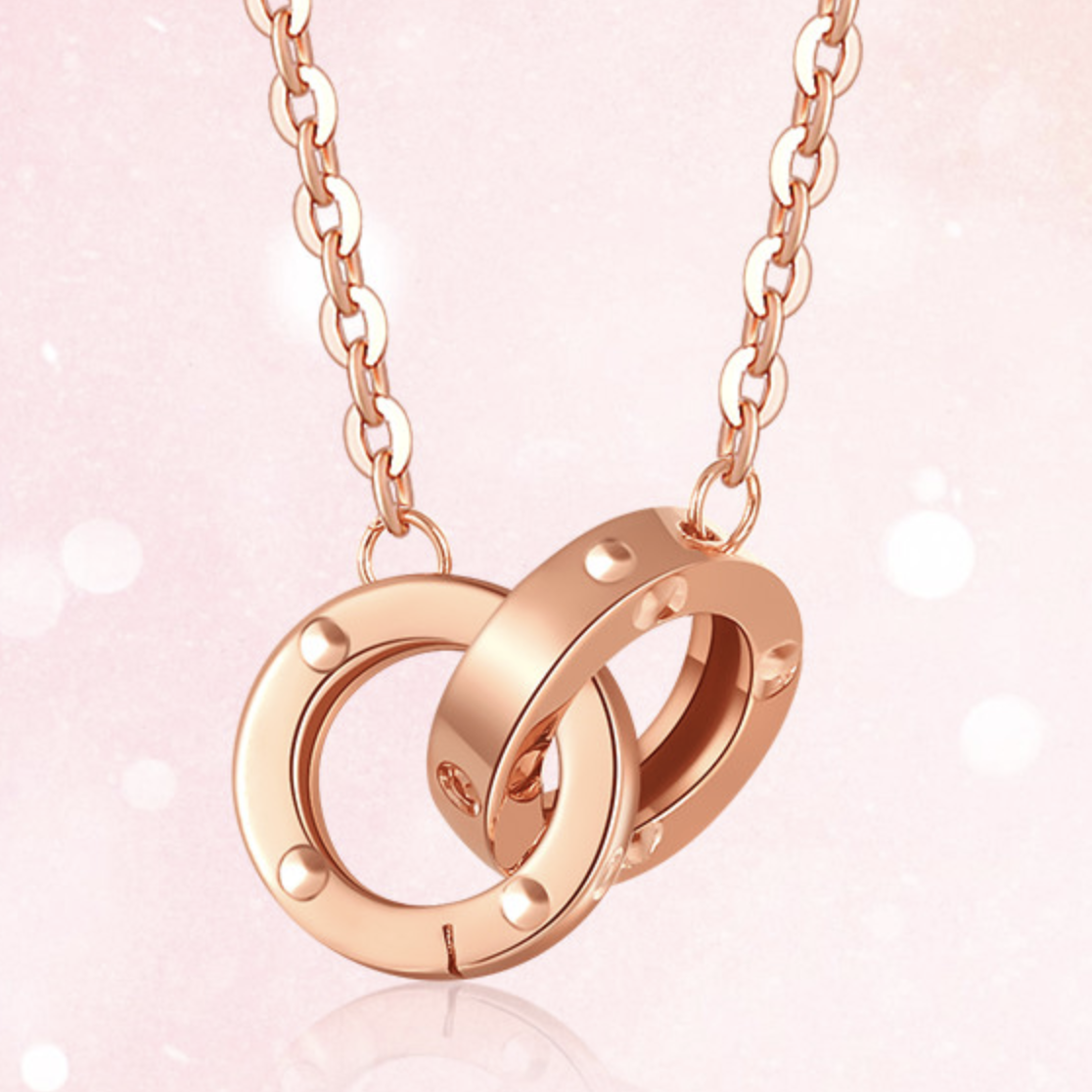 老庙黄金 mkx1025 18k金彩金双环项链套链