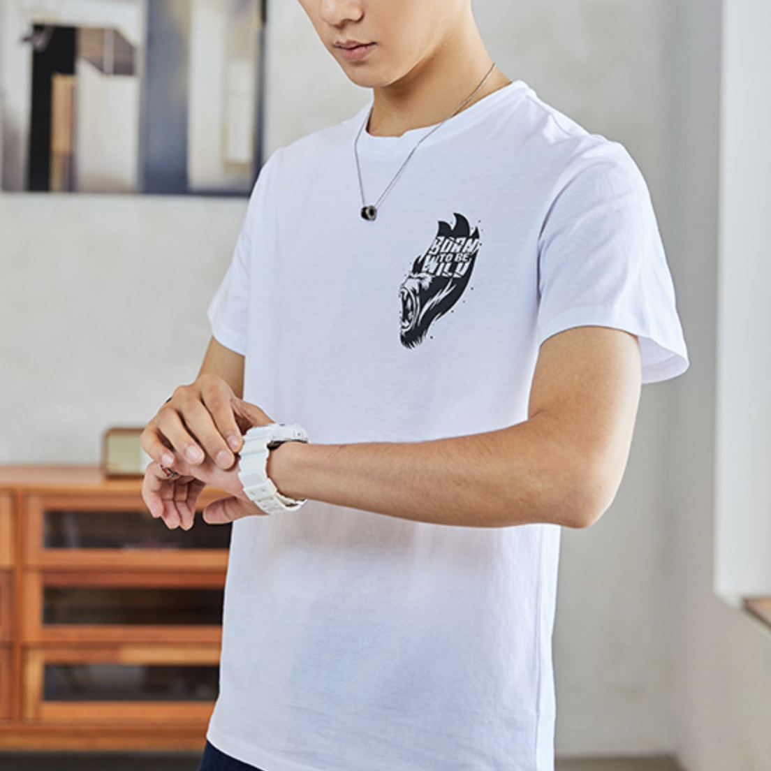 真维斯173193男款时尚圆领t恤2件