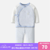 familybygb春夏装新生儿婴儿衣服男女宝宝儿童长袖内衣系带衫套装 浅蓝 59cm