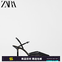 ZARA新款 女鞋 黑色网眼细跟高跟鞋 11212510040