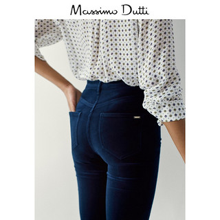 Massimo Dutti女装 高腰天鹅绒紧身长裤 05047657401