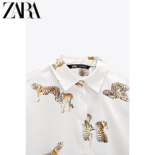 ZARA 新款 女装 印花丝缎质感衬衫 08140299070