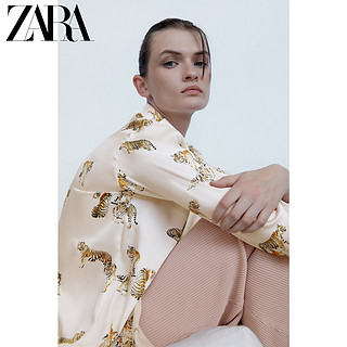 ZARA 新款 女装 印花丝缎质感衬衫 08140299070
