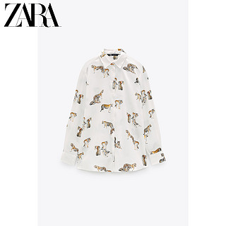 ZARA 新款 女装 印花丝缎质感衬衫 08140299070