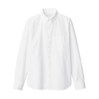無印良品 MUJI 無印良品  男式 新疆棉 水洗牛津 纽扣领衬衫 纯棉衬衫 休闲衬衫 白色 L