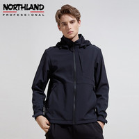 诺诗兰（NORTHLAND）男士软壳外套户外徒步旅行休闲透气风雪外套 纯黑色 170