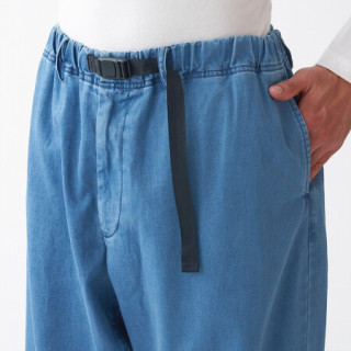无印良品 muji labo 男女通用 轻量 牛仔 轻便宽版裤 蓝色 l