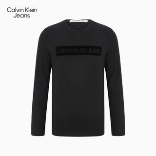 CK JEANS 2020秋冬款 男士Logo印花弹力休闲长袖T恤 4AFKSQ8 099-黑色 S