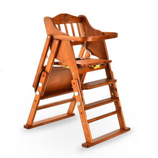 餐椅宝宝 宝宝餐椅实木婴儿童餐桌椅便携式可折叠多功能小孩吃饭座椅用 升降款清油坐垫餐盘轮子