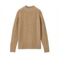 無印良品 無印良品 MUJI 女士纯色羊毛高领长袖毛衣W9AA874 驼色L