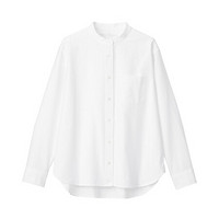 无印良品 MUJI 女式 新疆棉　水洗牛津 立领衬衫 白色 XL