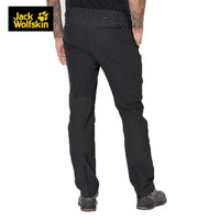 JackWolfskin狼爪官方男裤秋冬新品户外防风防溅水舒适外弹力透气软壳冲锋裤长裤1504551 1504551-6000/黑色 52   180/96A