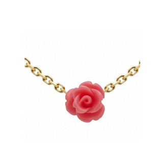 REDLINE红绳女士饰品项链玫瑰花吊坠装饰钻石点缀高贵时尚典雅 黄金
