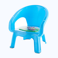 【臻尚佳品】儿童椅子靠背椅宝宝带餐盘可拆便携餐椅吃饭塑料叫叫椅加厚小凳子 【蓝色靠背】+【蓝色凳脚】