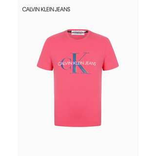 CK JEANS 2020秋冬新款 男装撞色层叠LOGO短袖T恤 J315639 VFG-浅粉色 S