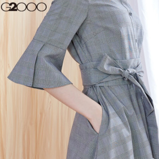 g2000女装系带连衣裙女甜美优雅中长裙简约商务时尚裙子女00762035
