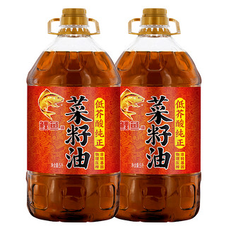 鲤鱼牌低芥酸纯正菜籽油5L*2 非转基因食用油物理压榨家用菜油