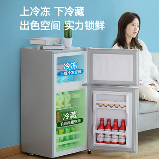 电小冰箱家用小型迷你出租房宿舍可冷冻冷藏电冰箱 双门/142L/拉丝银/省电款 三天一度电