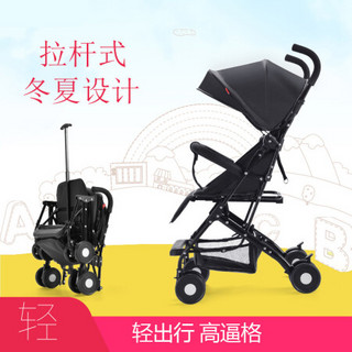 婴儿推车可坐躺超轻便携式折叠小宝宝儿童手推四轮简易口袋式伞车 黑色可坐躺基本款