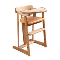 宝宝餐椅 实木儿童可调节多功能吃饭高椅子 榉木家用BB餐椅 橘黄色