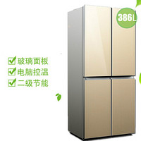 大容量家用电冰箱法式冰箱 386十字四门-钢化玻璃（金）