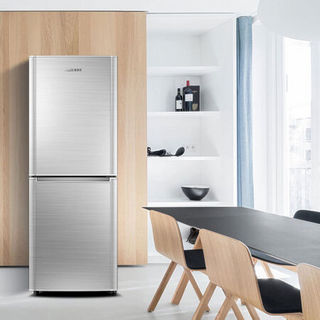 奥克斯176//98升大容量电冰箱家用小型对开双开门宿舍租房用节能 银色-双门98升