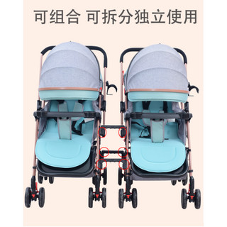 双人婴儿车前后可坐可躺双胞胎婴儿旅行手推车超轻便龙凤胎可坐可躺折叠二胎 旗舰版2020蓝色（可拆分+送大礼包）