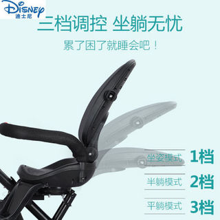 迪士尼（Disney）旗舰遛娃神器溜娃轻便折叠双向高景观婴儿童可坐可躺手推车 孔雀蓝+前发泡+后橡胶+可坐可躺+